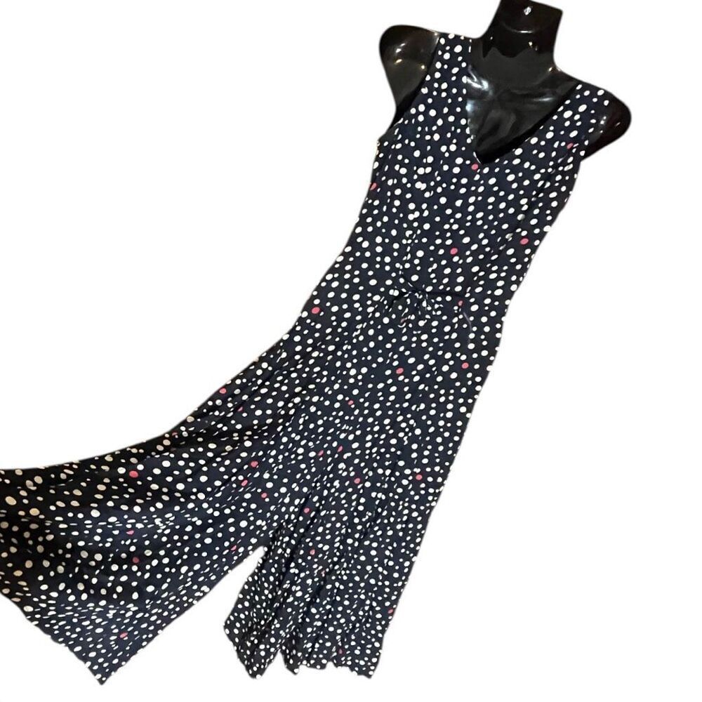Tatyana Bettie Paige Polka Dot Wide Leg Jumpsuit Black ,White & Red Sz XS - Picture 4 of 6